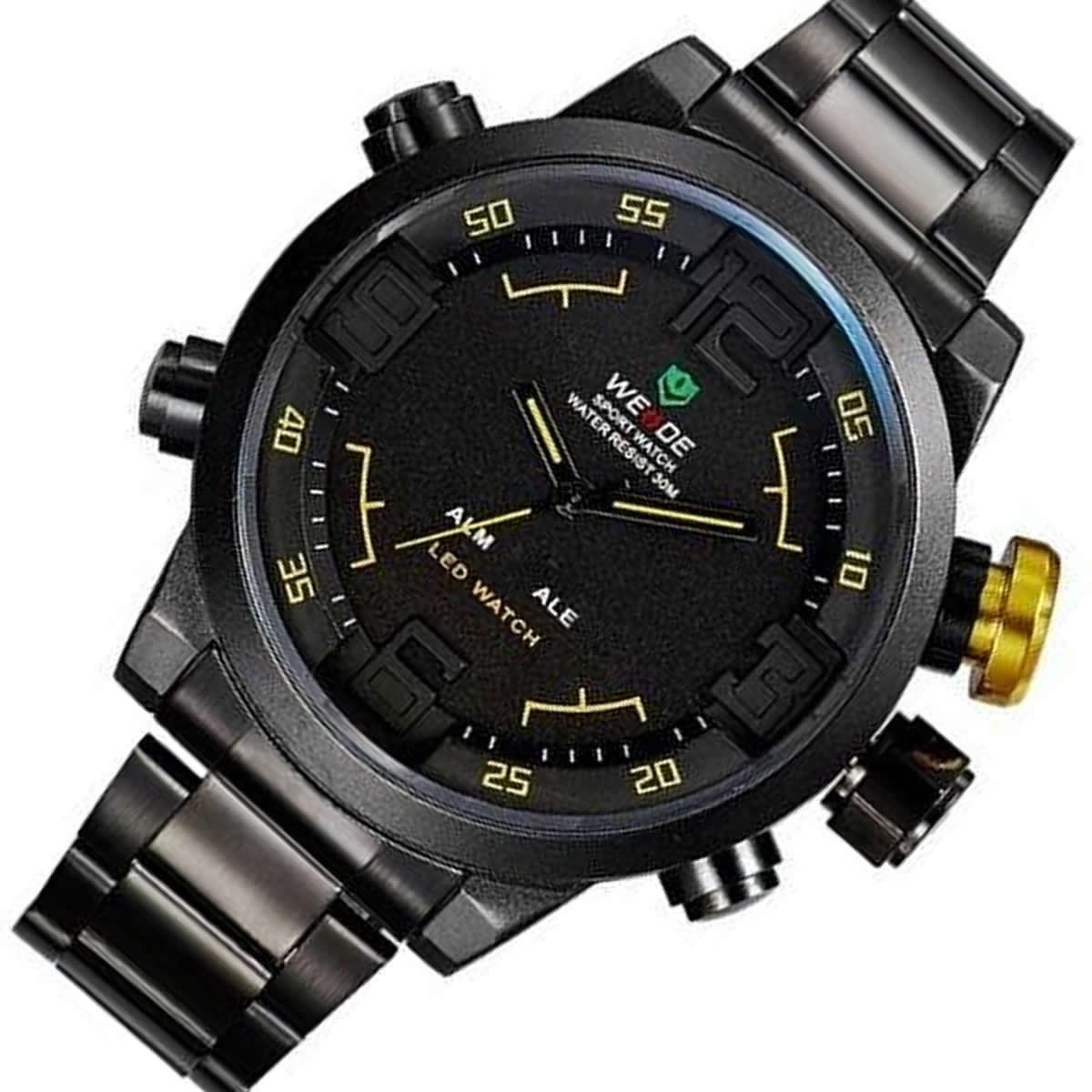 Relógio Masculino Weide Anadigi Wh-2309b Preto e Amarelo - 7