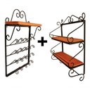 Ver imagem 1 de Kit Prateleira Porta Condimentos + Porta Copos de Parede Cor Preto