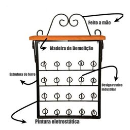 Kit Prateleira Porta Condimentos + Porta Copos de Parede Cor Preto - 2