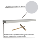 Ver imagem 5 de Kit 2 Prateleiras Retas Decorativas com Suporte Invisível Mdf 60x15 Plancasa:cinza Cristal Tx