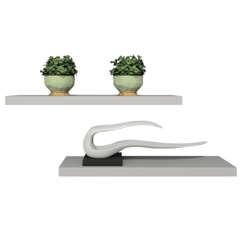 Kit 2 Prateleiras Retas Decorativas com Suporte Invisível Mdf 60x15 Plancasa:cinza Cristal Tx
