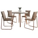 Ver imagem 4 de Conjunto Jantar Mesa Redonda 99cm com 4 Cadeiras Soft Pr Cor:petra com Areia Rosê