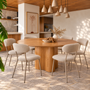 Ver imagem 1 de Conjunto Mesa 150cm Organica Redonda 6 Cadeiras Ferro Jantar:Boucle Bege