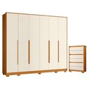 Ver imagem 1 de Guarda Roupa Casal Mercure 6 Portas e Cômoda Unno 06 Gavetas Cinamomo Off White - Móveis Albatroz
