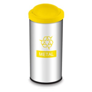 Lixeira Seletiva para Metal Amarela Tampa Basculante 40,5l