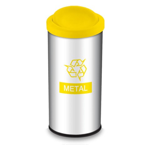 Lixeira Seletiva para Metal Amarela Tampa Basculante 40,5l