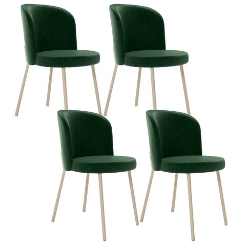 Kit 4 Cadeiras Sala de Jantar Estofada Gavi Arena L02 Couríssimo Verde Musgo - Lyam Decor