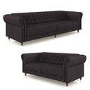 Ver imagem 2 de Conjunto de Sofá Sala de Estar Stanford Chesterfield 2 e 3 Lugares 200cm/240cm Pés Madeira Couro Bor