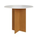 Ver imagem 5 de Conjunto Sala de Jantar 1 Mesa Tampo MDF Redondo 4 Cadeiras Malta Amarelo/Freijó/Off/Linho