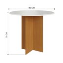 Ver imagem 4 de Conjunto Sala de Jantar 1 Mesa Tampo MDF Redondo 4 Cadeiras Malta Amarelo/Freijó/Off/Linho