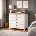 Ver imagem 1 de Cômoda Madeira Maciça 4 Gavetas Quarto Closet Boho Rústico:branco