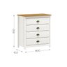 Cômoda Madeira Maciça 4 Gavetas Quarto Closet Boho Rústico:branco - 2