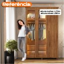 Ver imagem 5 de Guarda-Roupas Milão 3 Portas com 2 Portas Reflecta LED e 2 Gavetas Internas Carvalho Tapajós