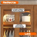 Ver imagem 6 de Guarda-Roupas Milão 3 Portas com 2 Portas Reflecta LED e 2 Gavetas Internas Carvalho Tapajós