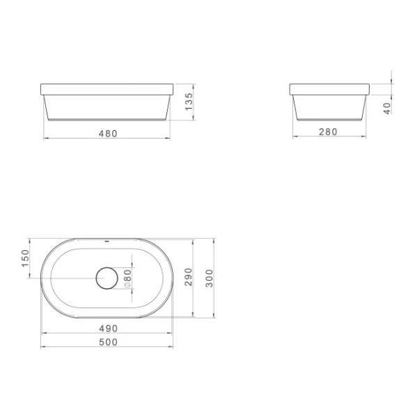 Cuba Sobrepor Oval 50cm Branco L.24050.17 - 5