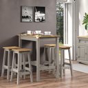 Ver imagem 3 de Mesa Alta e 4 Banquetas de Madeira Maciça Cinza Lavado