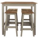 Ver imagem 2 de Mesa Alta e 4 Banquetas de Madeira Maciça Cinza Lavado