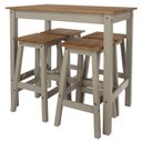Ver imagem 1 de Mesa Alta e 4 Banquetas de Madeira Maciça Cinza Lavado