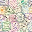 Ver imagem 1 de Papel de Parede Temático Viagem Carimbo Cidades Famosas 1,5m