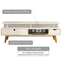 Rack Para TV Dakar II 2 Gavetas em MDF/Madeira Maciça - 2