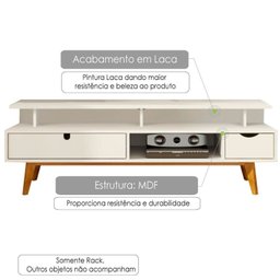 Rack Para TV Dakar II 2 Gavetas em MDF/Madeira Maciça - 4
