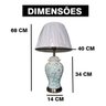 Abajur Luminária Quarto Branco Verde Floral Porcelana Metal - 7