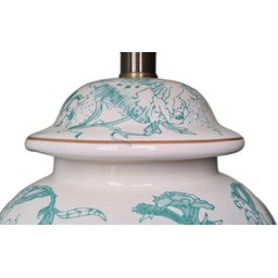 Abajur Luminária Quarto Branco Verde Floral Porcelana Metal - 4