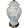 Abajur Luminária Quarto Branco Verde Floral Porcelana Metal - 3