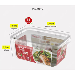 Pote de Plástico Prime com Tampa e Travas Transparente 1,4l - 2