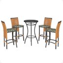 Ver imagem 1 de Mesa Bistrô e 4 Banquetas Roma Preta Corda Estofado 5 Trama Terra Cota