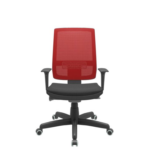 Cadeira Office Brizza Tela Vermelha Assento Aero Preto Autocompensador Base Standard 120cm - 63704