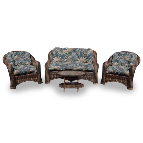 Conjunto de Sofá Fibra Sintética Melo - 1 Sofá 2 L + 2 Poltronas + 1 Mesa Centro - Tecido Palmares P