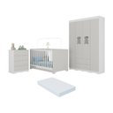 Ver imagem 1 de Quarto de Bebê Completo C/ Berço Americano 3 em 1 Colchão Doçura Multimóveis Mp4666 Branco/off