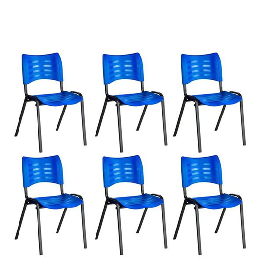 Kit 6 Cadeiras Plásticas 04 Pés Azul - 2020