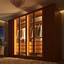 Ver imagem 4 de Guarda Roupa Casal Ripado 6 Portas 6 Gavetas 275cm com 4 Portas Reflecta com LED