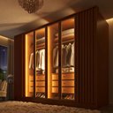 Ver imagem 4 de Guarda Roupa Casal Ripado 6 Portas 6 Gavetas 275cm com 4 Portas Reflecta com LED