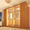 Ver imagem 3 de Guarda Roupa Casal Ripado 6 Portas 6 Gavetas 275cm com 4 Portas Reflecta com LED