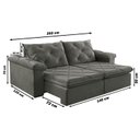 Ver imagem 3 de Sofá Retrátil 2 Lugares 202cm Astor 2103 Cinza