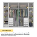Ver imagem 7 de Conjunto Guarda Roupa Casal 6 Portas 8 Gavetas Puxador MDF Portugal e Cama Casal Monaco Branco/Neve
