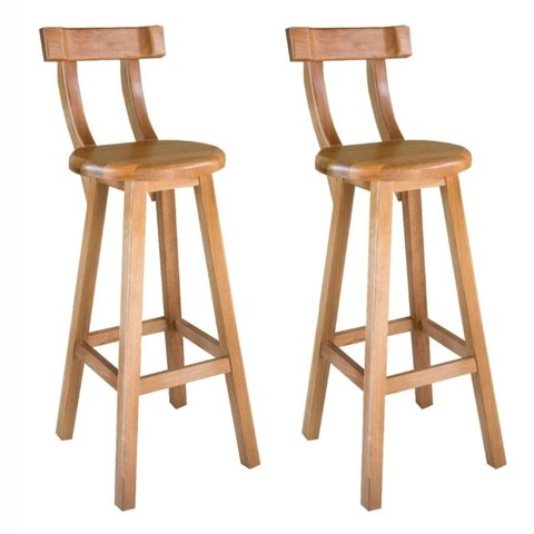Kit 2 Banquetas Bistrô Alta com Encosto em Madeira de Lei Sofisticada
