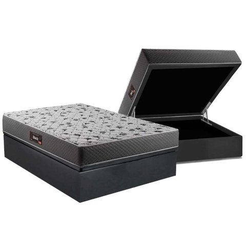 Colchão Herval Black 17 DF+Baú Camurça Gray 138x188