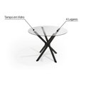 Ver imagem 4 de Mesa de Jantar 4 Lugares Redonda Tampo de Vidro Tubular Volga