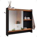 Ver imagem 1 de Armário Aéreo Espelheira Armarinho para Banheiro com Espelho Genova - Preto/cinamomo - Lojas Rpm