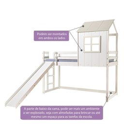 Cama Alta Infantil Cabana Family com Escorregador Casatema - 5