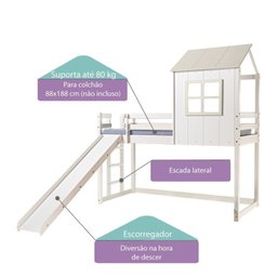 Cama Alta Infantil Cabana Family com Escorregador Casatema - 3