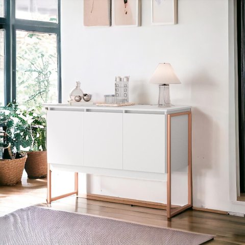 Buffet Aparador com 3 Portas Miami Branco Cobre