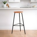 Ver mais imagens de Kit 2 Banquetas para Cozinha com Base de Aço Cumbuca Preto/Nature