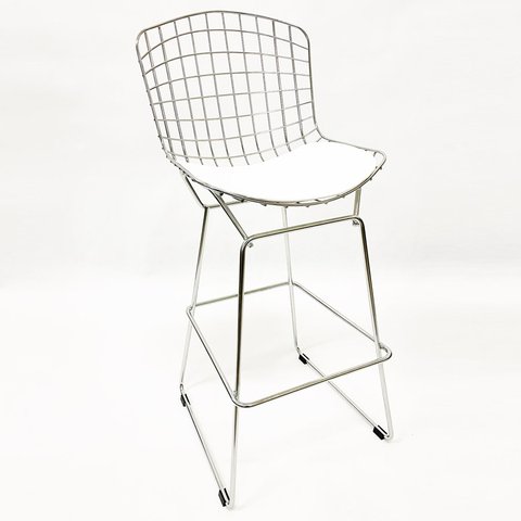 Banqueta BERTÓIA cromada assento branco altura 60cm - Poltronas do Sul