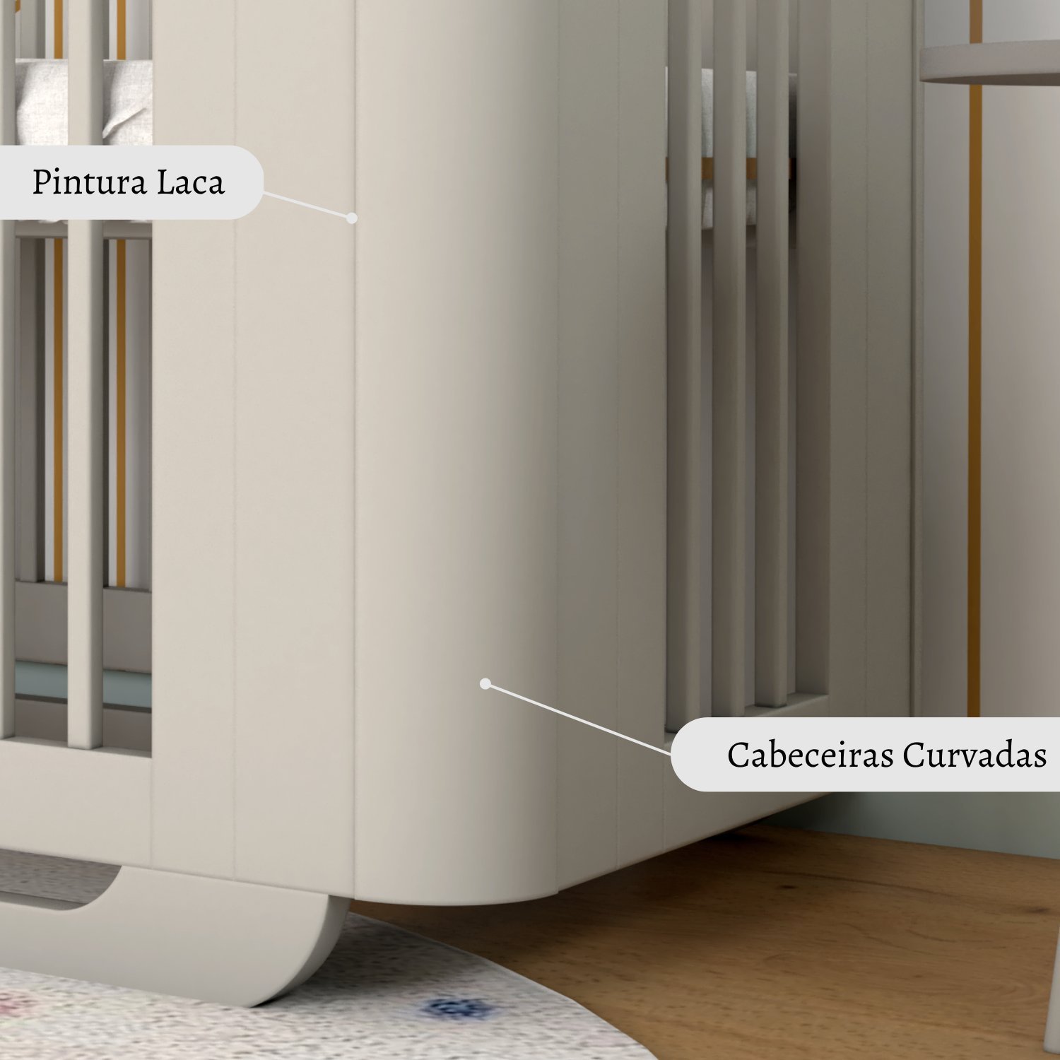 Berço Mini Cama em MDF Grade Fixa Neo - 8