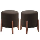 Ver imagem 1 de Kit 2 Puff Decorativo para Sala Redondo Luxo Roma Corino:marrom